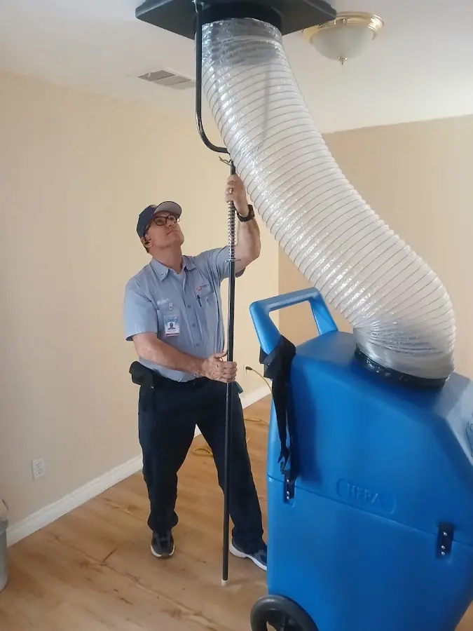 Mini Split Installation technician using HEPA equipment in Madera